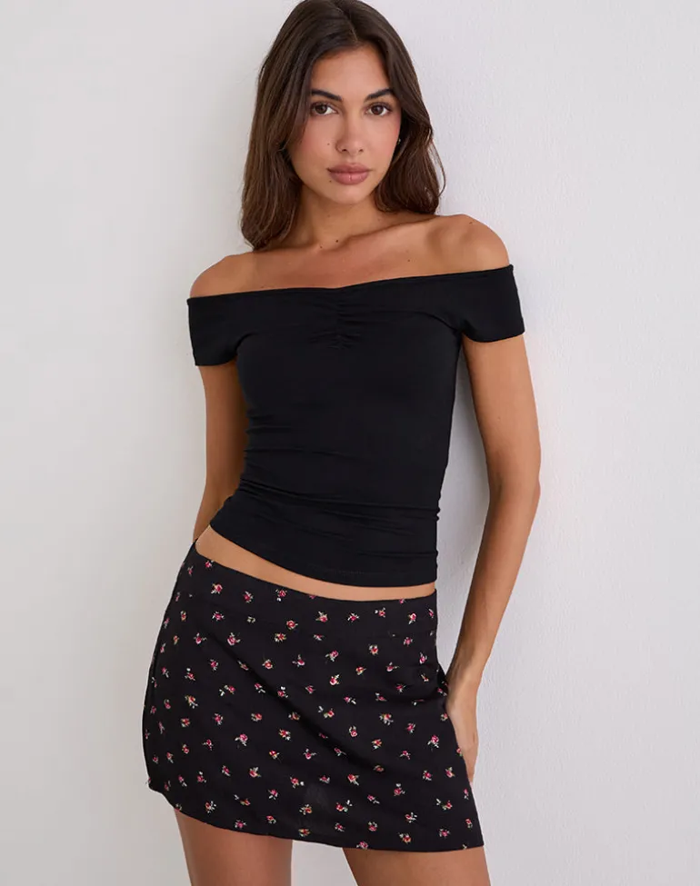 Haruto Skort in Ditsy Rose Garden Black