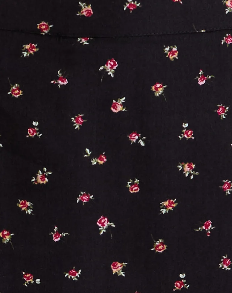 Haruto Skort in Ditsy Rose Garden Black