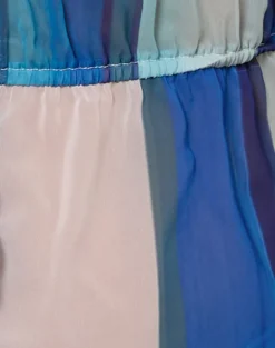 Hassna Halter Top in Chiffon Painted Stripe Blue