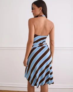 Haya Plunge Top in Retro Stripe Blue