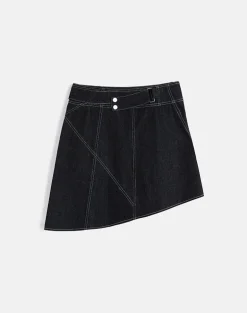 Hayashi Asymmetrical Midi Skirt in Denim Black Wash