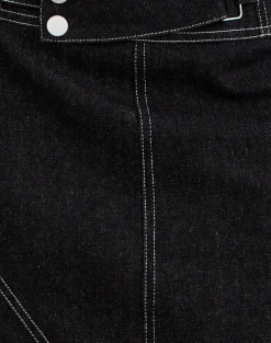 Hayashi Asymmetrical Midi Skirt in Denim Black Wash