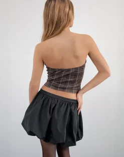 Heska Lace Front Corset Top in Brown Check