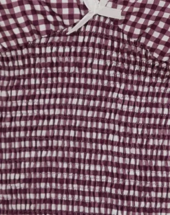 Hevalis Plunge Top in Mini Gingham Wine