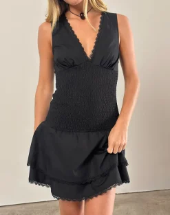 Hevosia Ruched Mini Dress in Black
