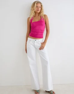 Hezlin Halterneck Top in Milk Silk Hot Pink