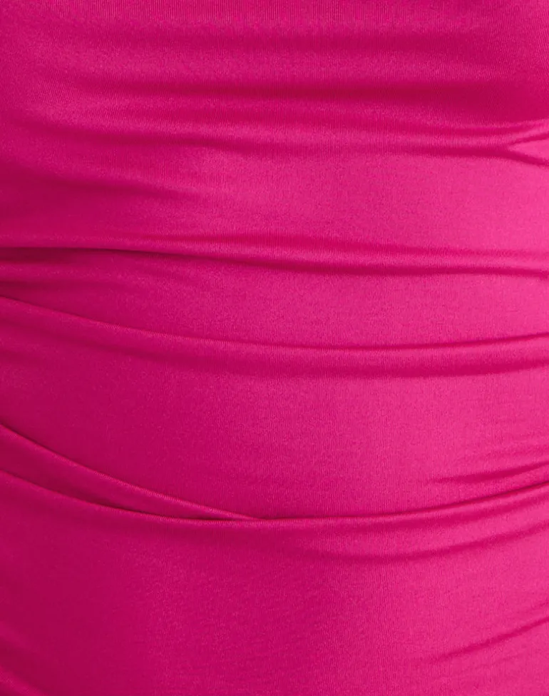 Hezlin Halterneck Top in Milk Silk Hot Pink