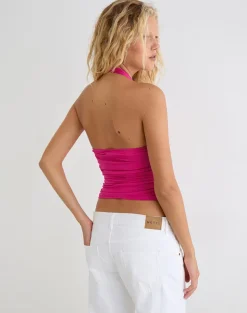 Hezlin Halterneck Top in Milk Silk Hot Pink