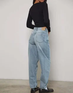 High Rise Barrel Jean in Blue