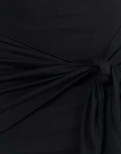 Hikira Plunge Mini Dress in Black with Tie Belt