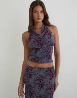 Hineba Top in Fine Leaf Flock Smoke Grey