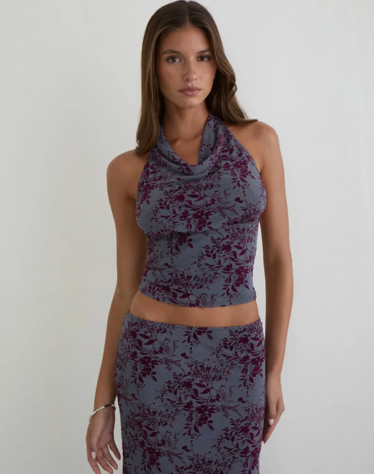 Hineba Top in Fine Leaf Flock Smoke Grey