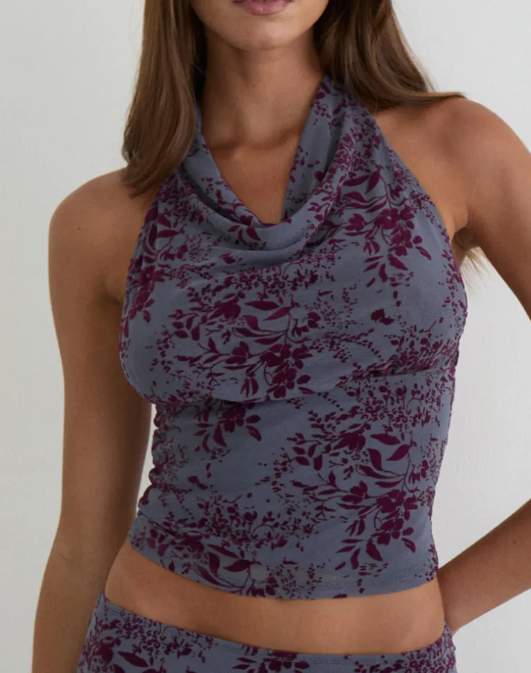 Hineba Top in Fine Leaf Flock Smoke Grey