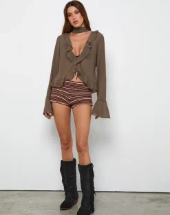 Hirap Blouse with Scarf in Chiffon Coffee