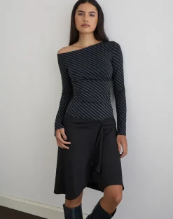 Hoang Slouch Top in Oblique Stripe Ocean Storm