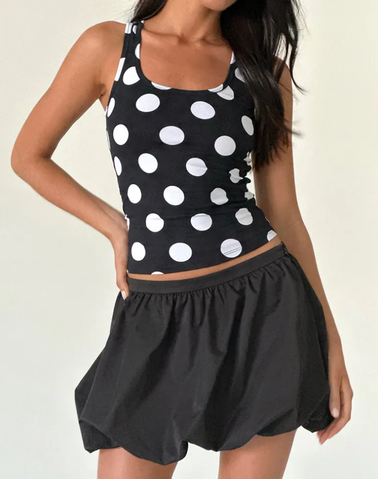 Hojiso Puffball Mini Skirt in Black