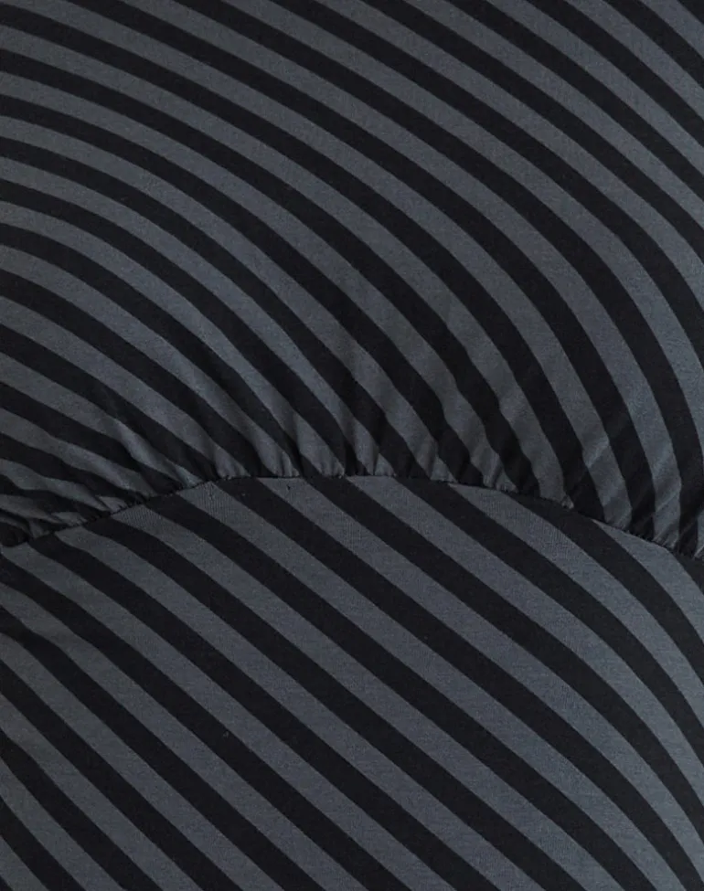 Hongsai Mini Dress in Oblique Stripe Ocean Storm