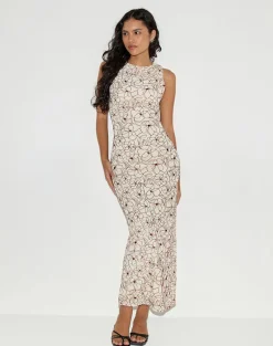 Hoover Maxi Dress in Line Flower Cream