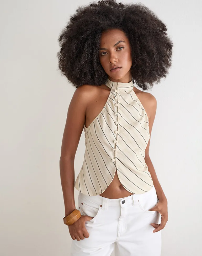 Iggya Top in Tilt Lines Beige