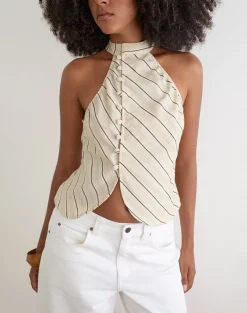 Iggya Top in Tilt Lines Beige