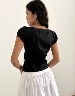 Ilias Corset Top in Poplin Black
