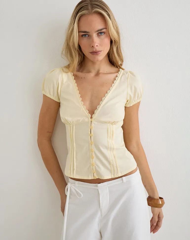 Ilias Corset Top in Poplin Buttermilk