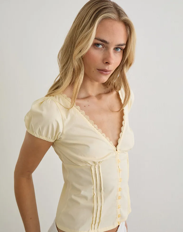Ilias Corset Top in Poplin Buttermilk