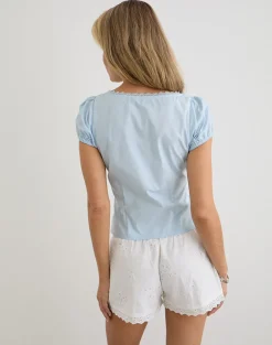 Ilias Corset Top in Poplin Ice Blue