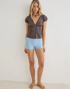 Ilias Corset Top in Poplin Peppercorn