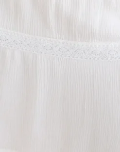 Ira Asymmetric Mini Skirt in Crinkle Off White