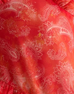 Iravela Asym Top in Paisley Chiffon Red