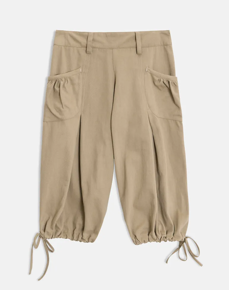 Iria Cargo Capri Trouser in Twill Khaki