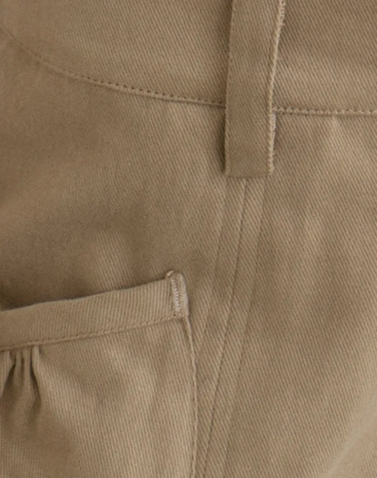 Iria Cargo Capri Trouser in Twill Khaki