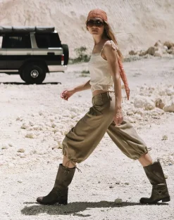 Iria Cargo Capri Trouser in Twill Khaki