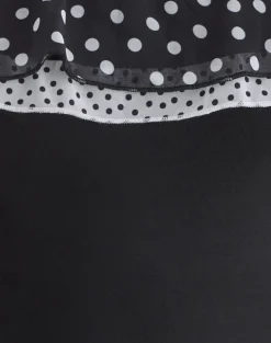 Iridia Top in Cupro Black with Tiny Polka Ruffles