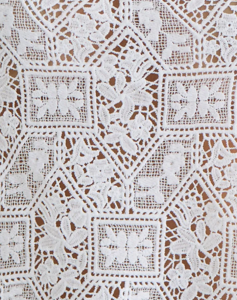 Irina Halterneck Top in Woven Crochet Ivory
