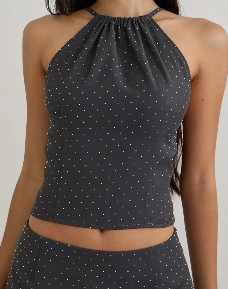 Isado Open Back Top in Diamante Grey