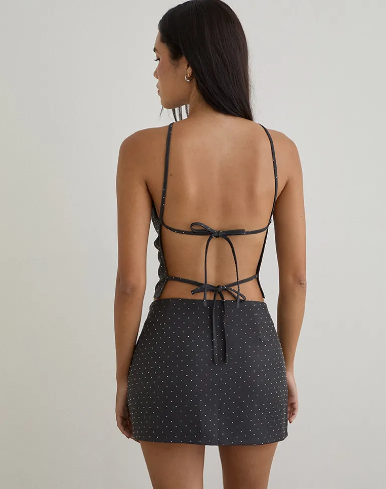 Isado Open Back Top in Diamante Grey