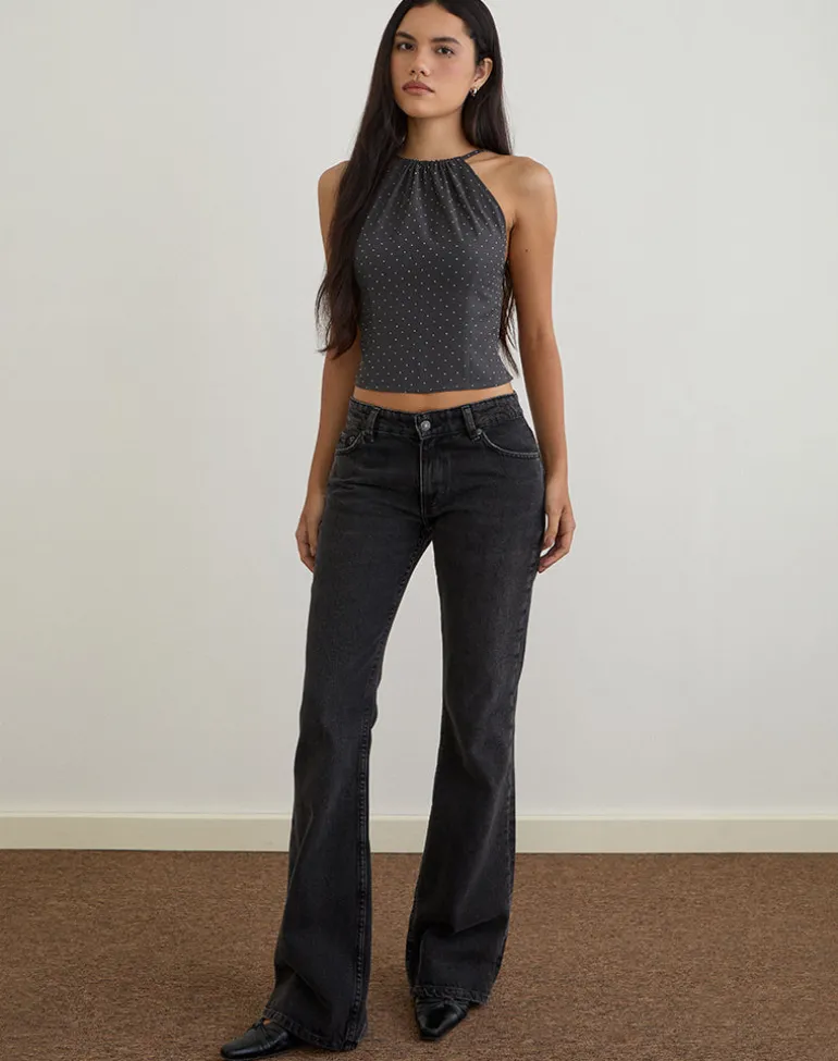Isado Open Back Top in Diamante Grey