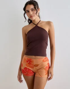 Istora Shorts in Watercolour Hibiscus Orange