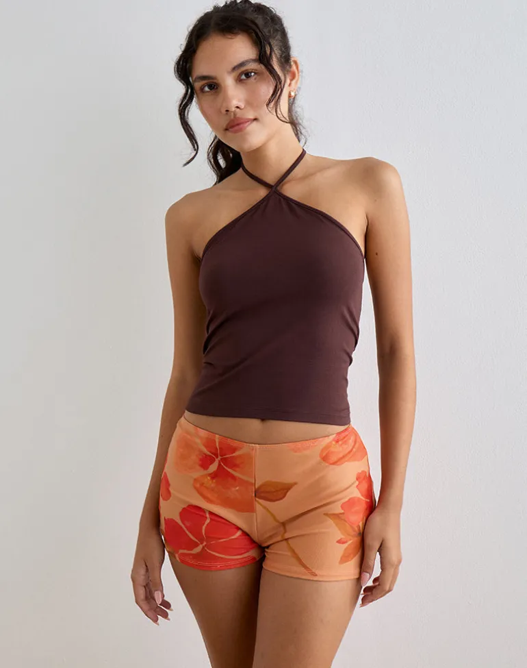 Istora Shorts in Watercolour Hibiscus Orange