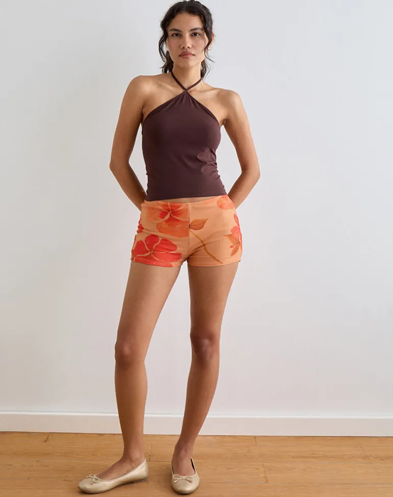 Istora Shorts in Watercolour Hibiscus Orange