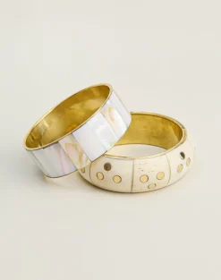 Ivory and Gold Bangle Set