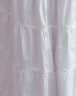 Izumi Tiered Midi Skirt in Poplin White