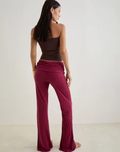 Jacita Low Rise Trousers in Cupro Burgundy