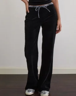 Jalani Trouser in Black with Leopard Binding