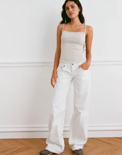Jalari Eyelet Cami Top in Knit Oatmeal