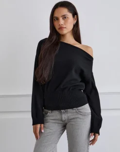 Jalira Asymmetric Cinch Jumper in Black