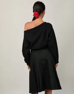 Jalira Asymmetric Cinch Jumper in Black