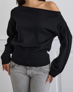 Jalira Asymmetric Cinch Jumper in Black